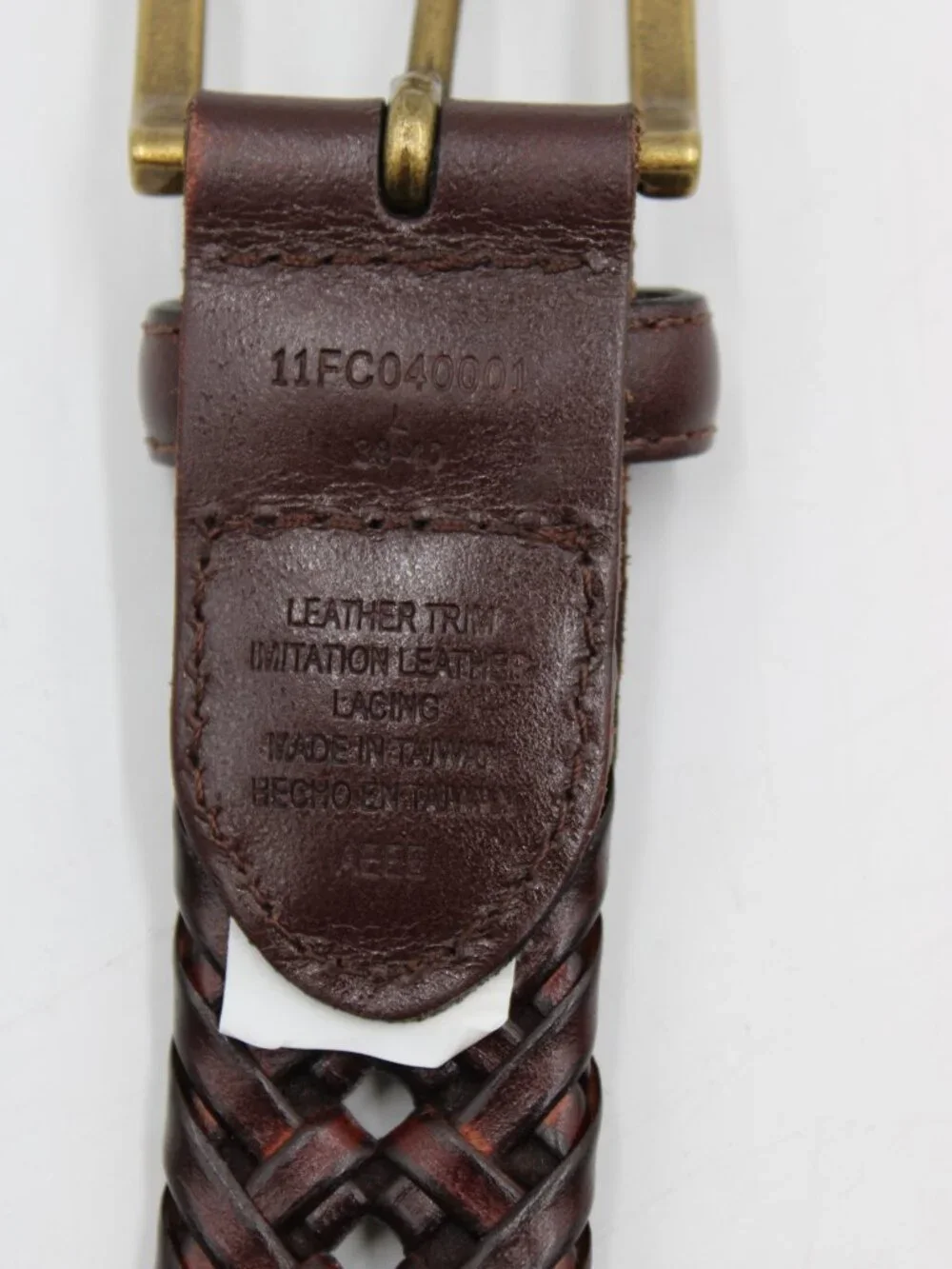 Braided Woven Brown Imitation Leather Belt Men's Size 38-40 Dress Casual 1.25